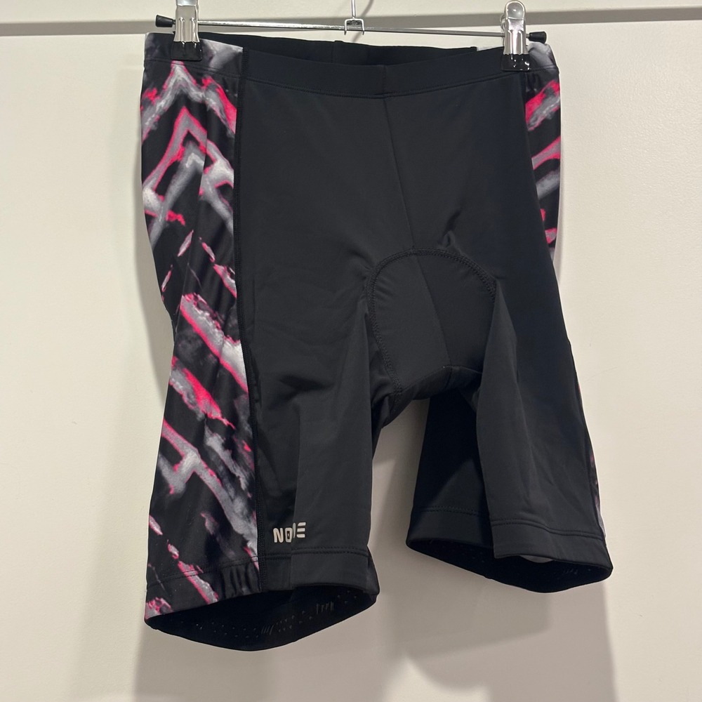 Nooyme Womens Padded Cycling Shorts Black Pink Patterned Bike Shorts Size L
